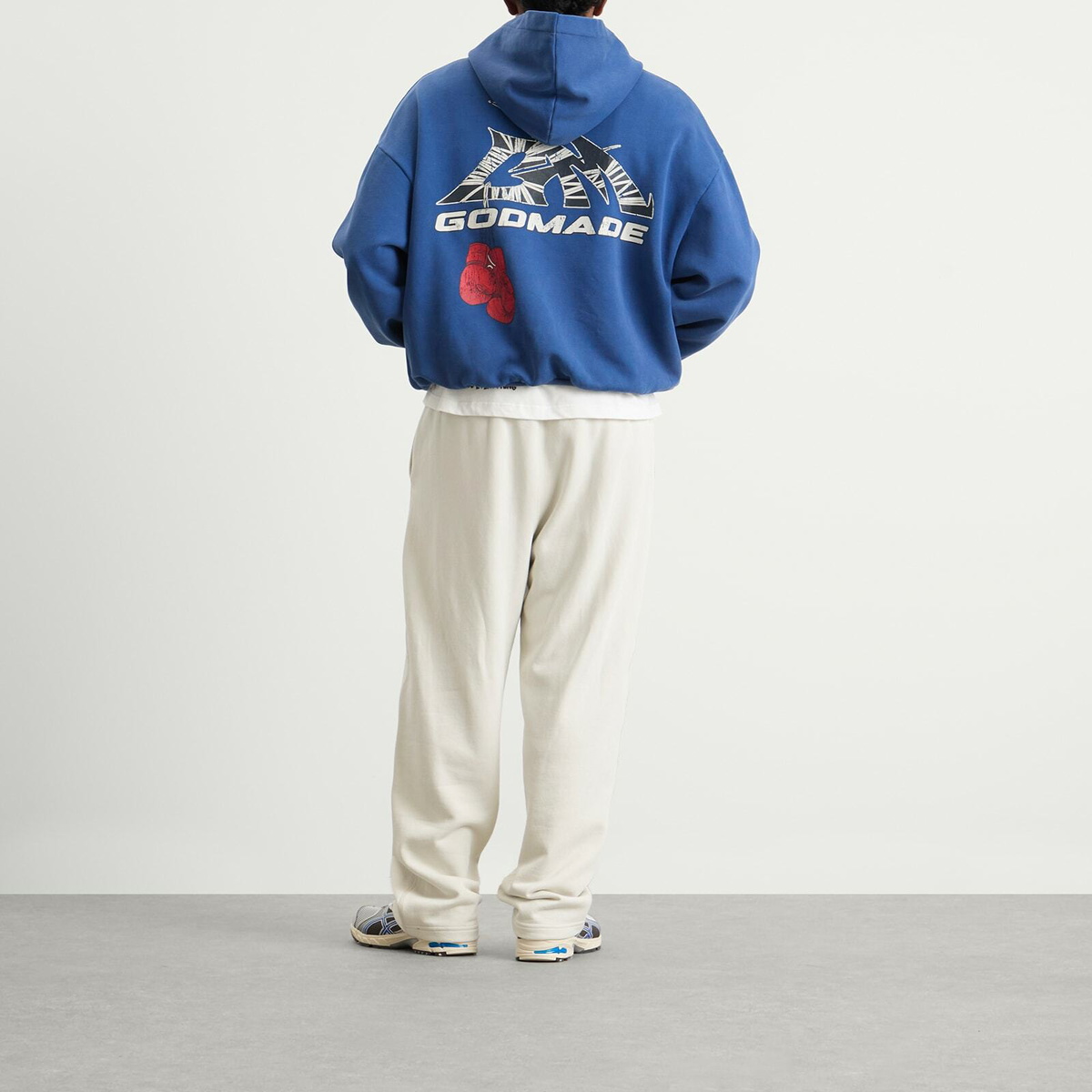 God Made Men's GM Logo Wrapped Hoodie in Washed Blue