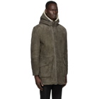 Yves Salomon Reversible Grey Suede Coat