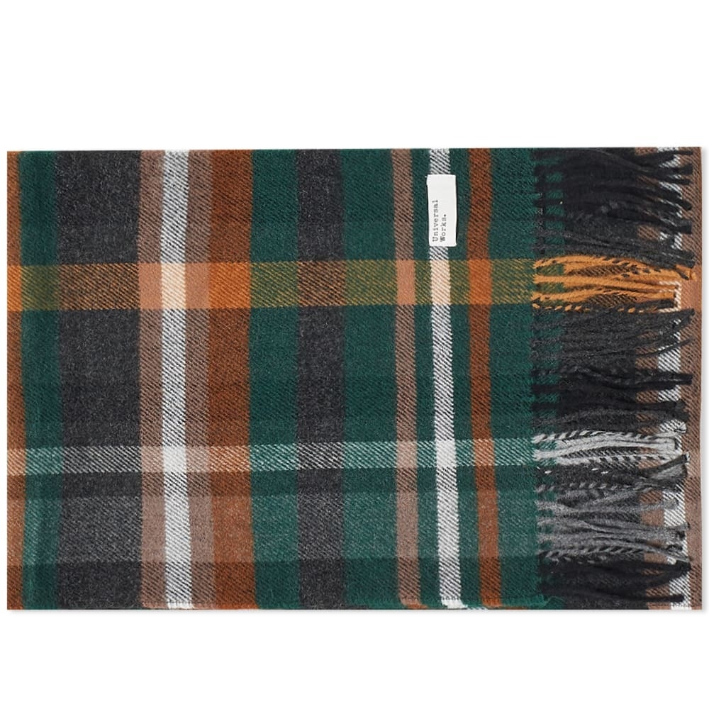 Photo: Universal Works Men's Check Scarf in Green