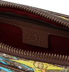 GUCCI - Disney Leather-Trimmed Printed Monogrammed Coated-Canvas Belt Bag - Brown