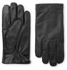 Hugo Boss - Logo-Debossed Leather Gloves - Black