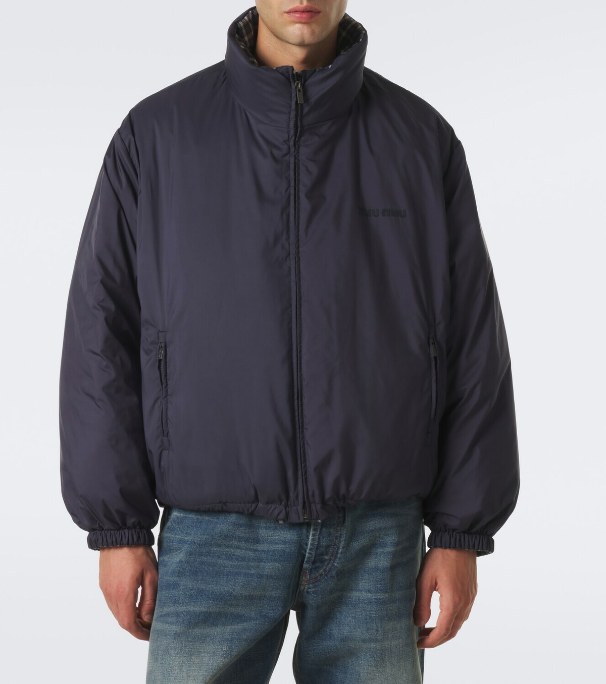 Miu Miu Reversible cotton flannel down jacket