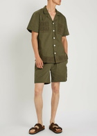 Che Inigo Crochet-trim Cotton and Linen-blend Shirt Dark Green