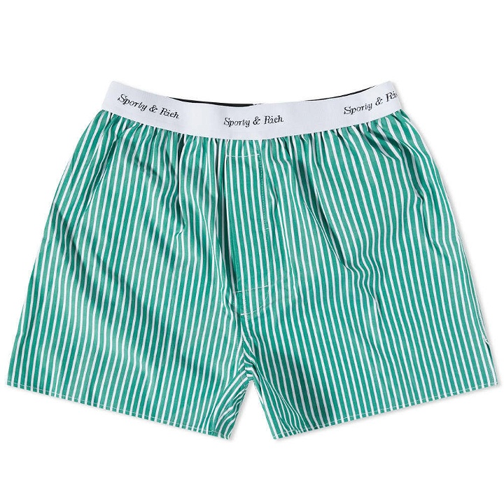 Photo: Sporty & Rich Cassie Boxer Short in Green Striped