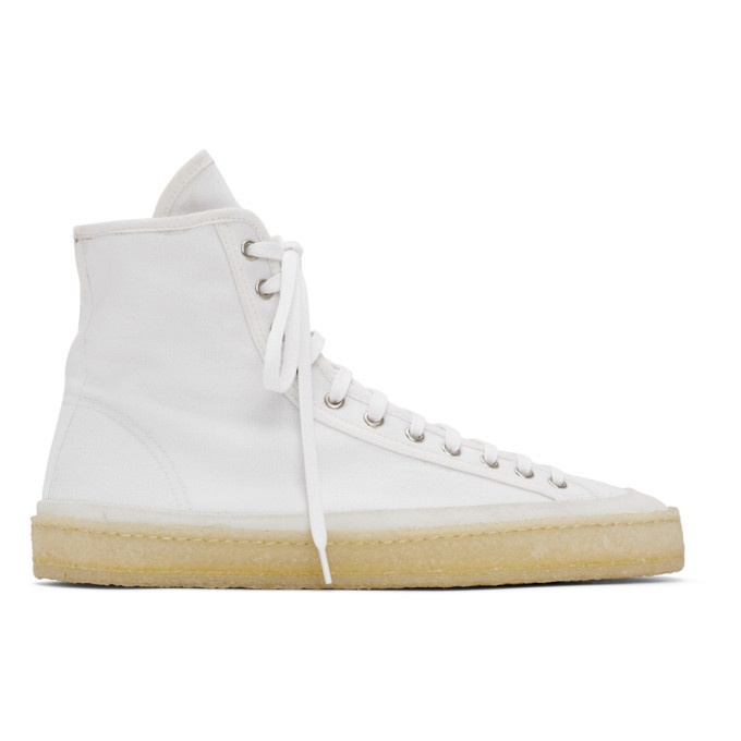 Photo: Lemaire White Canvas High-Top Sneakers
