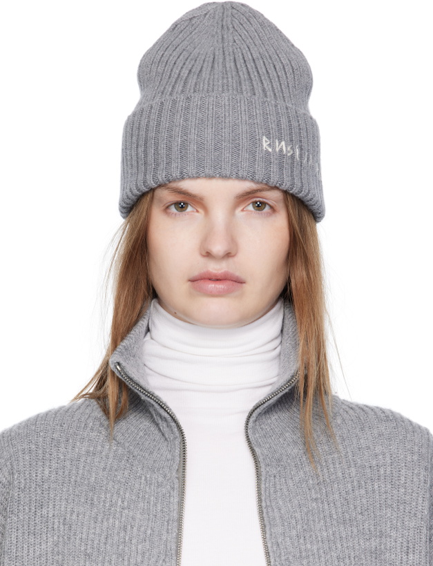 Photo: Ruslan Baginskiy Gray Monogram-Embroidered Wool Beanie