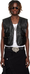 LU'U DAN Black Cargo Faux-Leather Vest