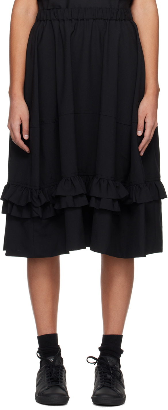 Black Comme des Garçons Black Ruffle Midi Skirt
