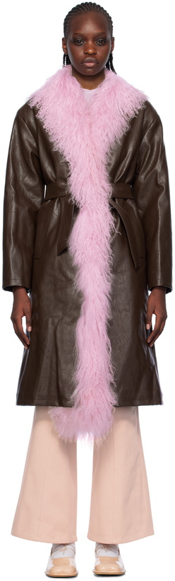 Photo: Nodress SSENSE Exclusive Brown Faux-Leather Coat