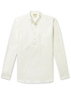 DE BONNE FACTURE - Grandad-Collar Linen and Cotton-Blend Half-Placket Shirt - Neutrals