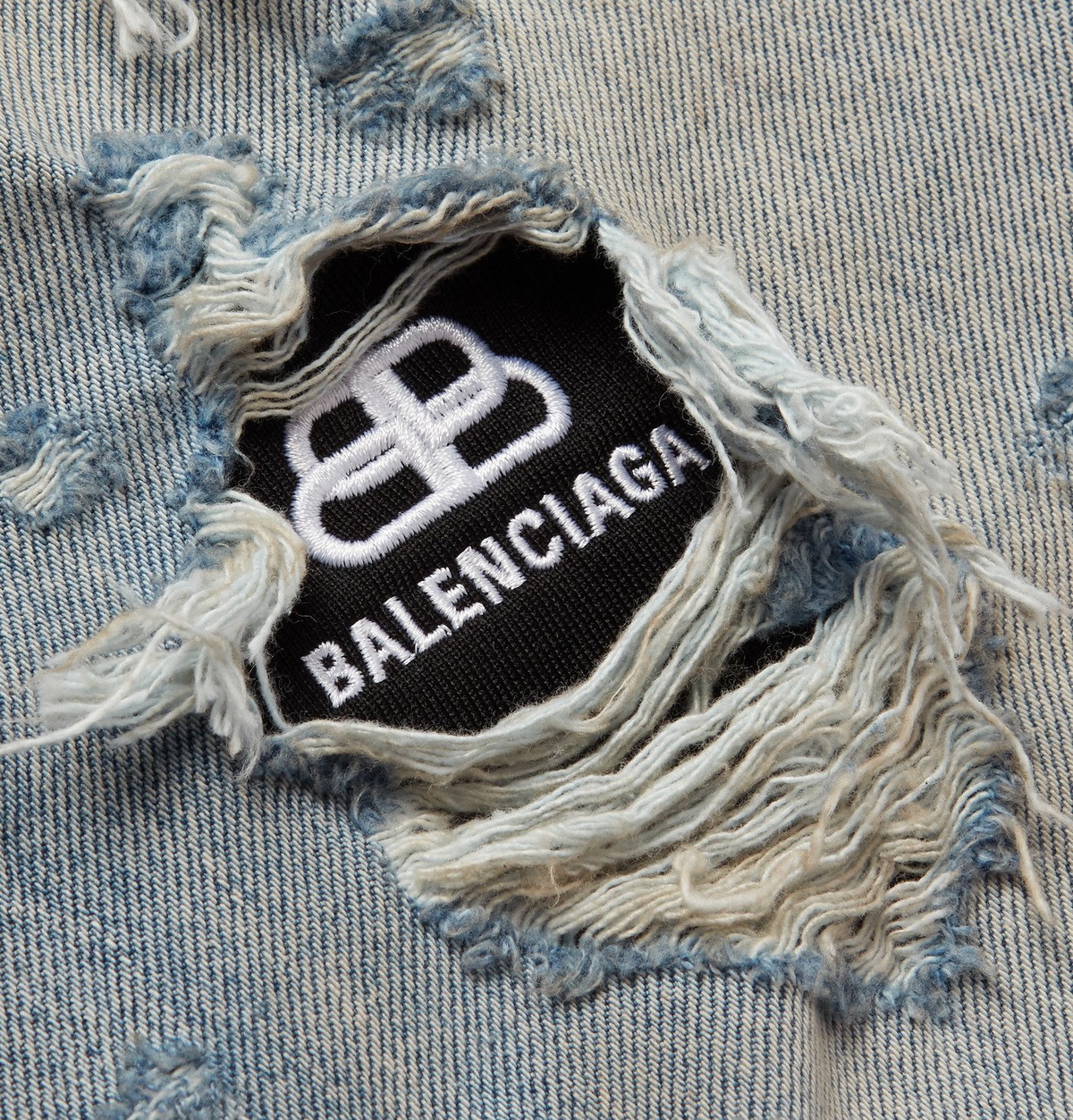 Balenciaga - Distressed Panelled Denim Jeans - Blue Balenciaga