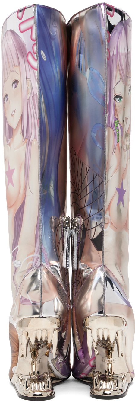 GCDS Silver Morso Hentai Wide Tall Boots