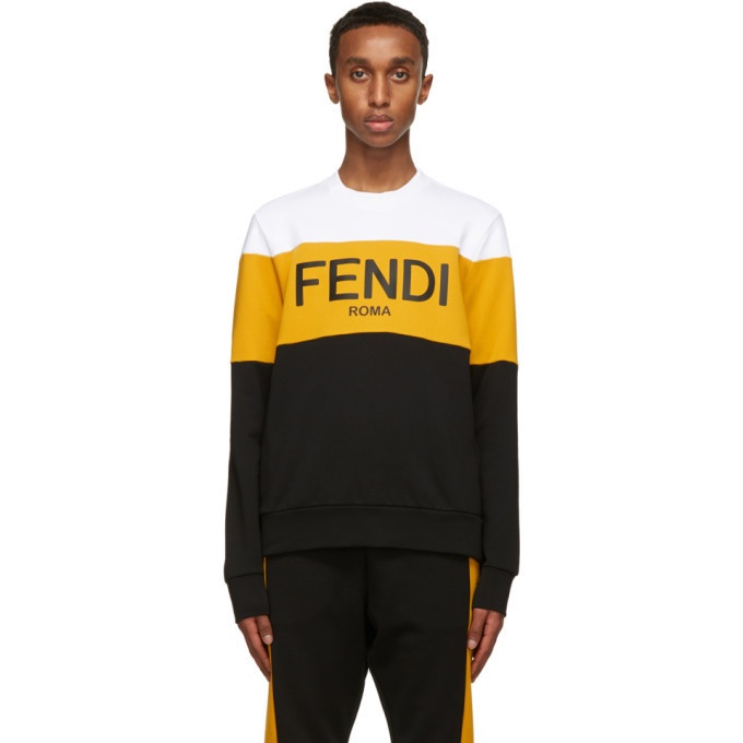 Photo: Fendi White and Yellow Logo Sweatshirt