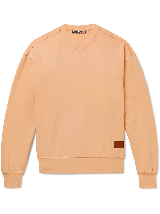 Photo: Acne Studios - Fiah Logo-Appliquéd Printed Cotton-Jersey Sweatshirt - Orange