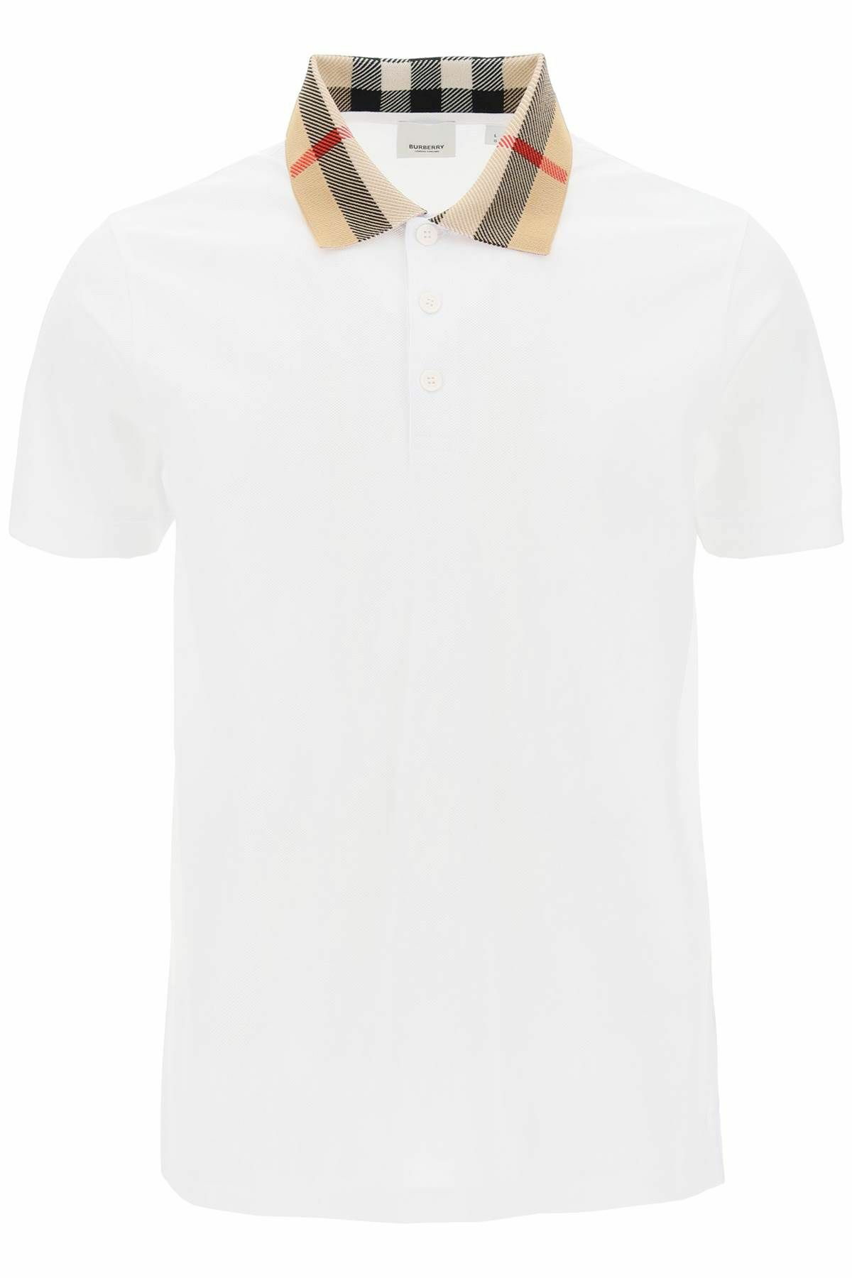 Burberry London Men's Polo Shirt factory Check Short Sleeve White