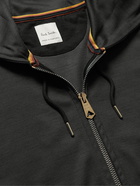 PAUL SMITH - Striped Webbing-Trimmed Wool-Jersey Zip-Up Hoodie - Gray