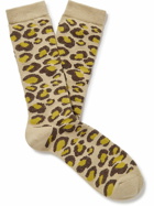 Anonymous Ism - Leopard-Print Cotton-Blend Socks