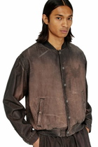 Diesel Bomber jacket in fluid coated denim - Denim Jackets Mens in Brown