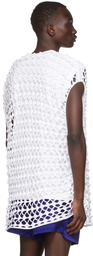 Dries Van Noten White Perforated Overlay T-Shirt