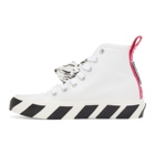 Off-White White and Grey Vulcanized Mid-Top Sneakers