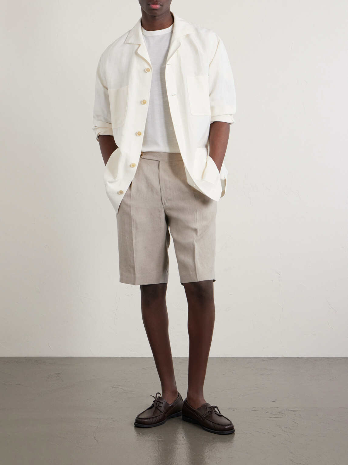 De Petrillo - Straight-Leg Linen Shorts - Neutrals