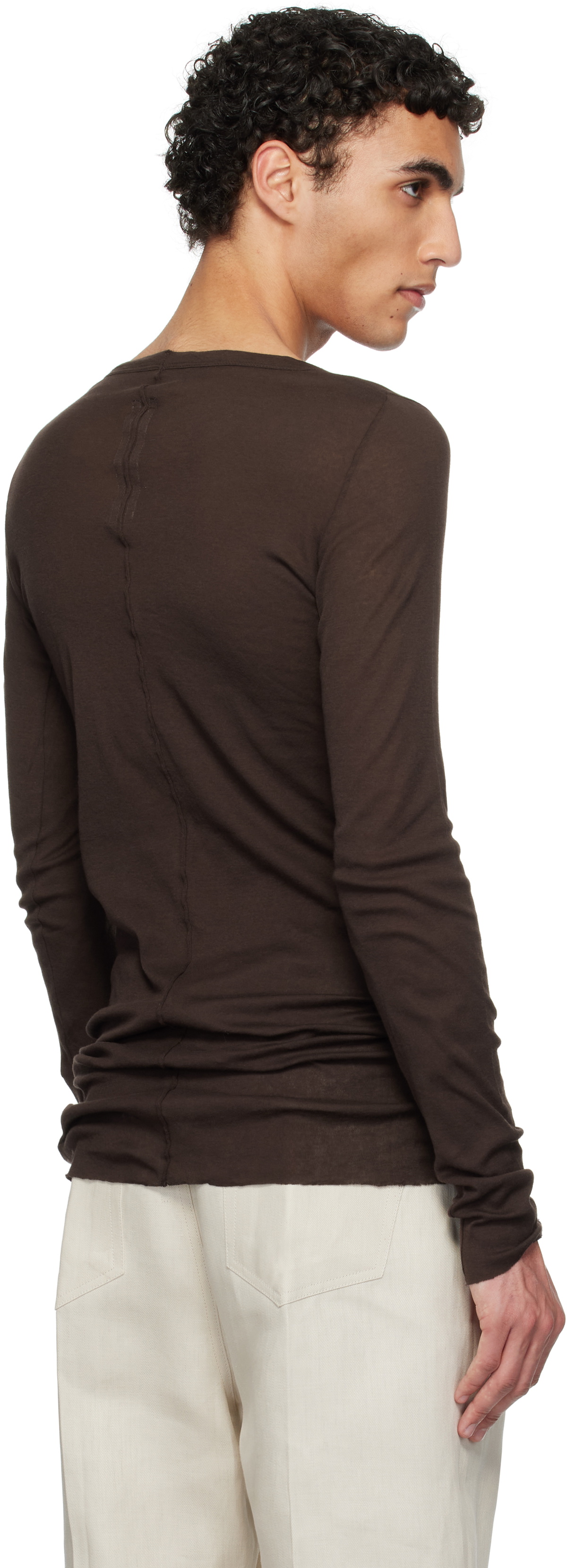 Rick Owens Brown Hollywood Rib LS T-shirt Rick Owens
