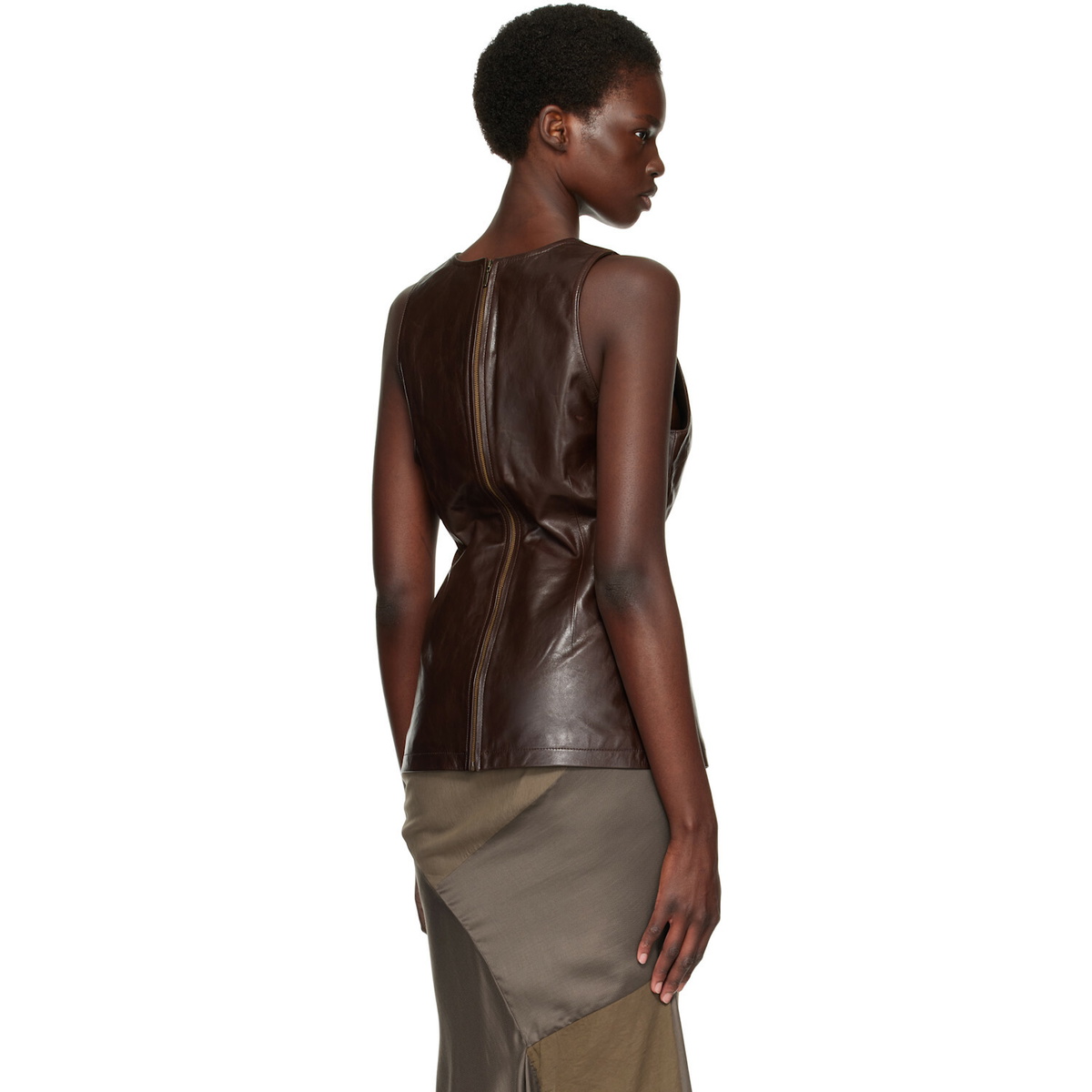 Entire Studios Brown Leather Tank Top