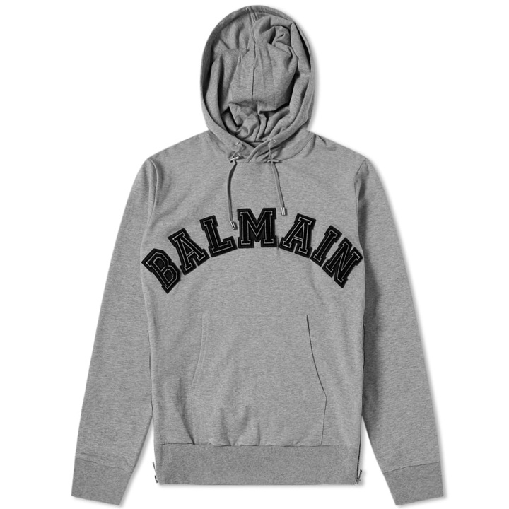 Photo: Balmain Applique Logo Popover Hoody Grey
