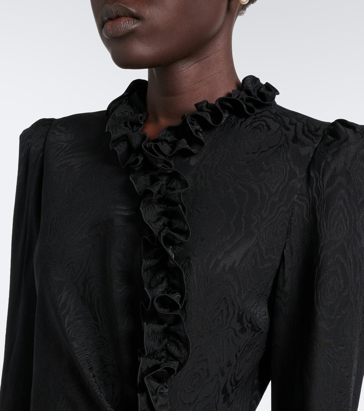 Alessandra Rich Bow-detail ruffled silk moiré minidress