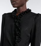 Alessandra Rich Bow-detail ruffled silk moiré minidress