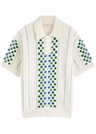 DRÔLE DE Monsieur Brode Patterned-intarsia Cotton-knit Polo Shirt Cream