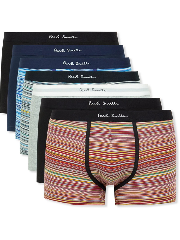 Photo: Paul Smith - Seven-Pack Stretch-Cotton Boxer Briefs - Multi