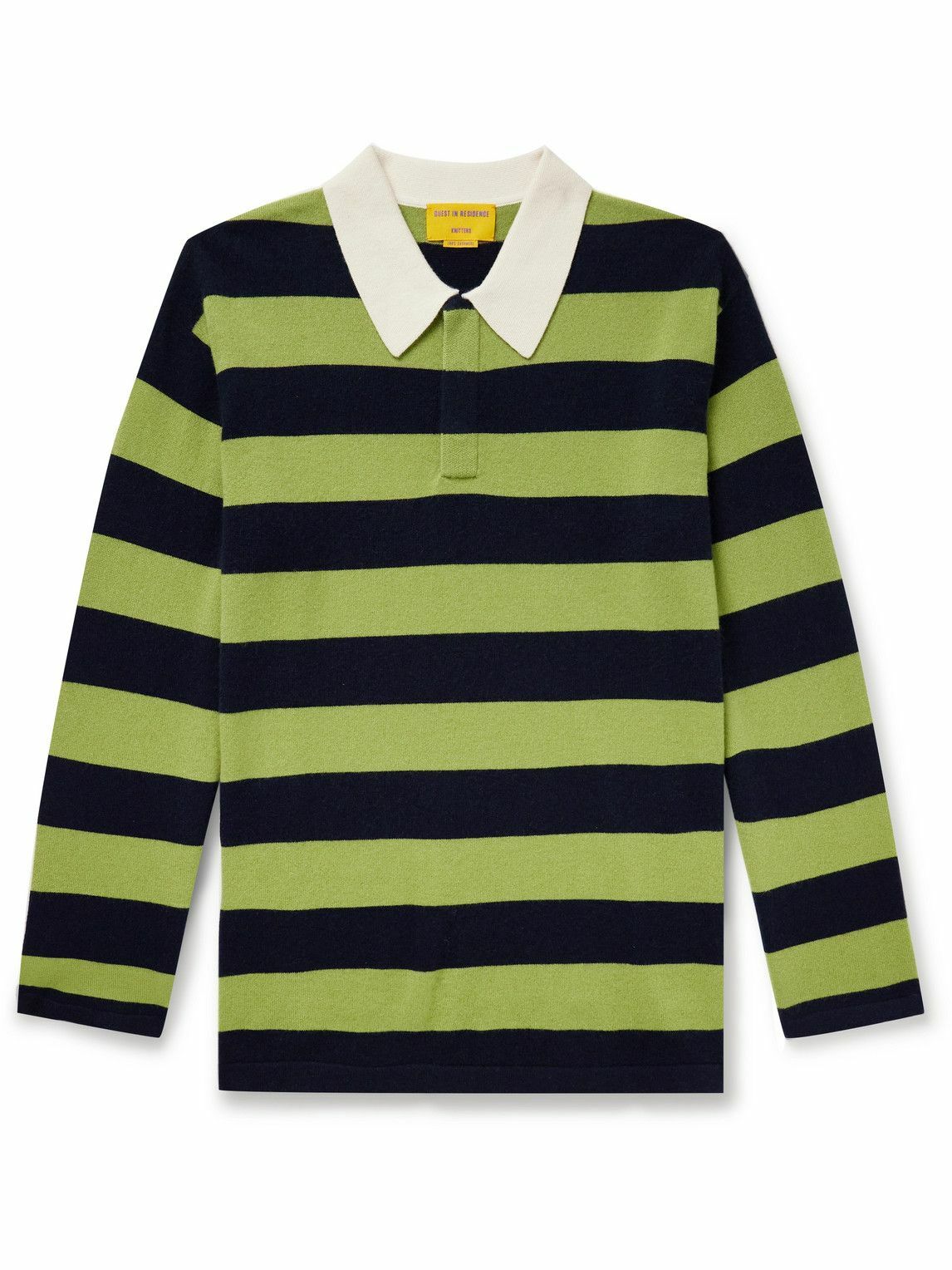 Guest In Residence - Rugby Striped Cashmere Polo Shirt - Green