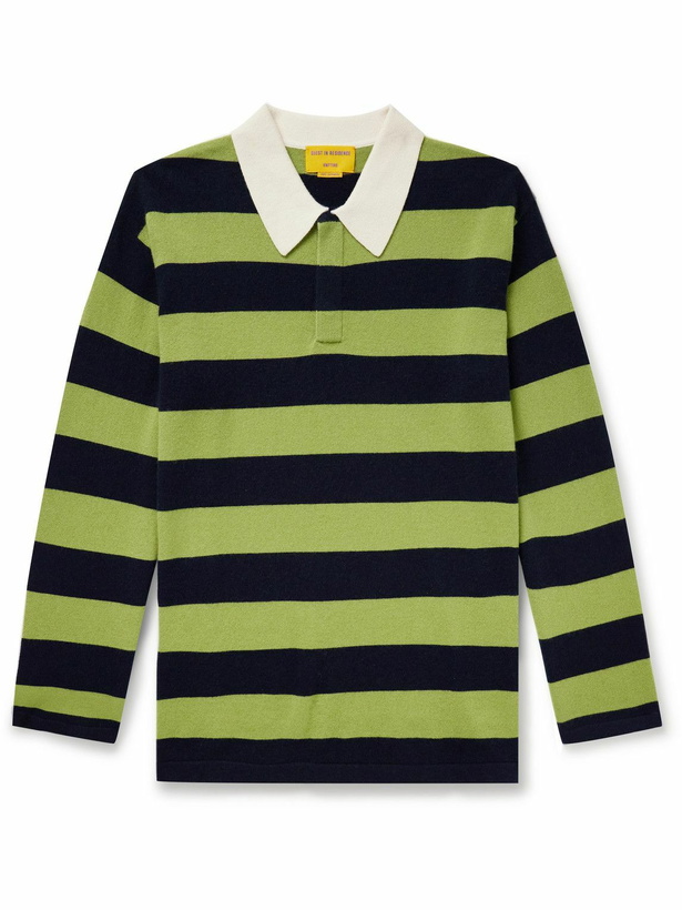 Photo: Guest In Residence - Rugby Striped Cashmere Polo Shirt - Green