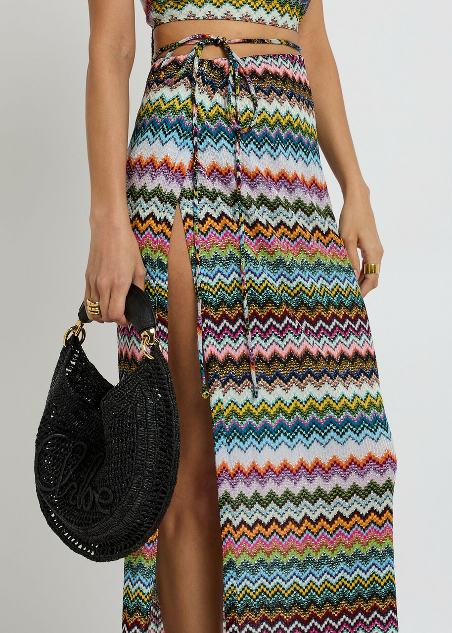 Missoni Zigzag Metallic-knit Cover-up Midi Skirt Multicoloured