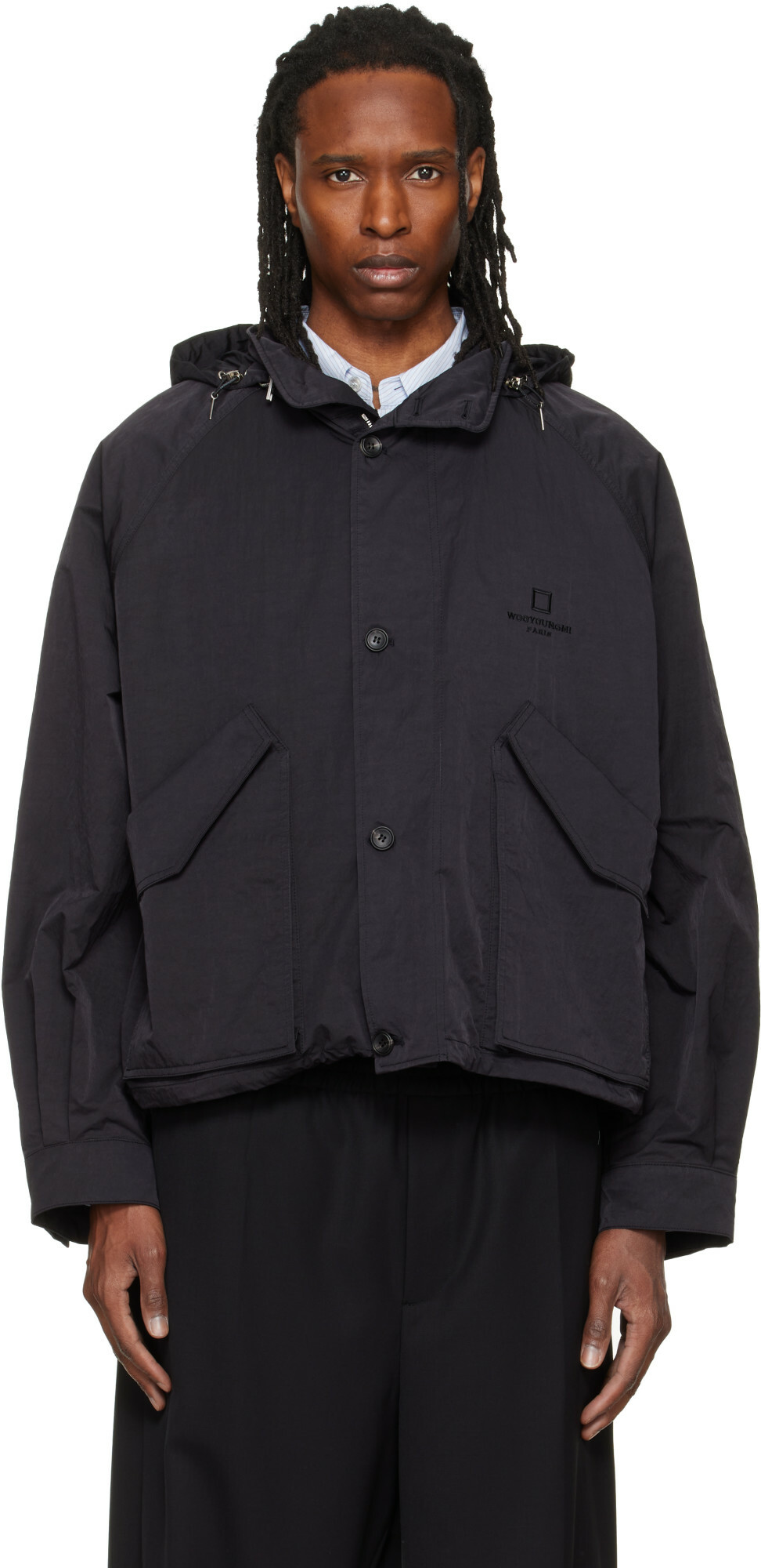 WOOYOUNGMI Black Raglan Parachute Jacket