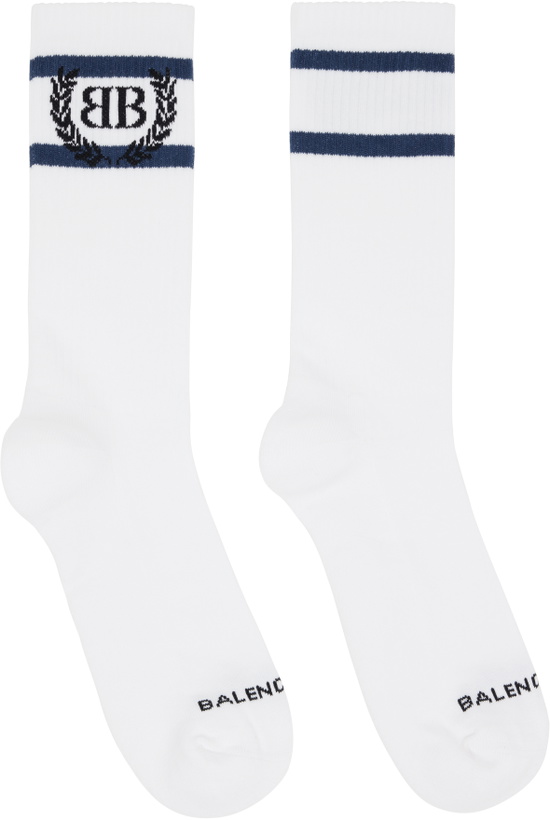 Photo: Balenciaga White Laurel Classic Socks