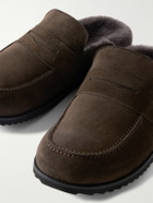 Mr P. - David Shearling-Lined Suede Slippers - Brown