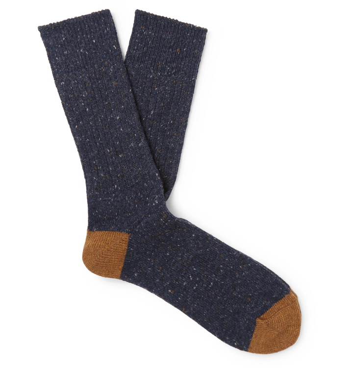 Photo: Anonymous Ism - Two-Tone Mélange Knitted Socks - Blue