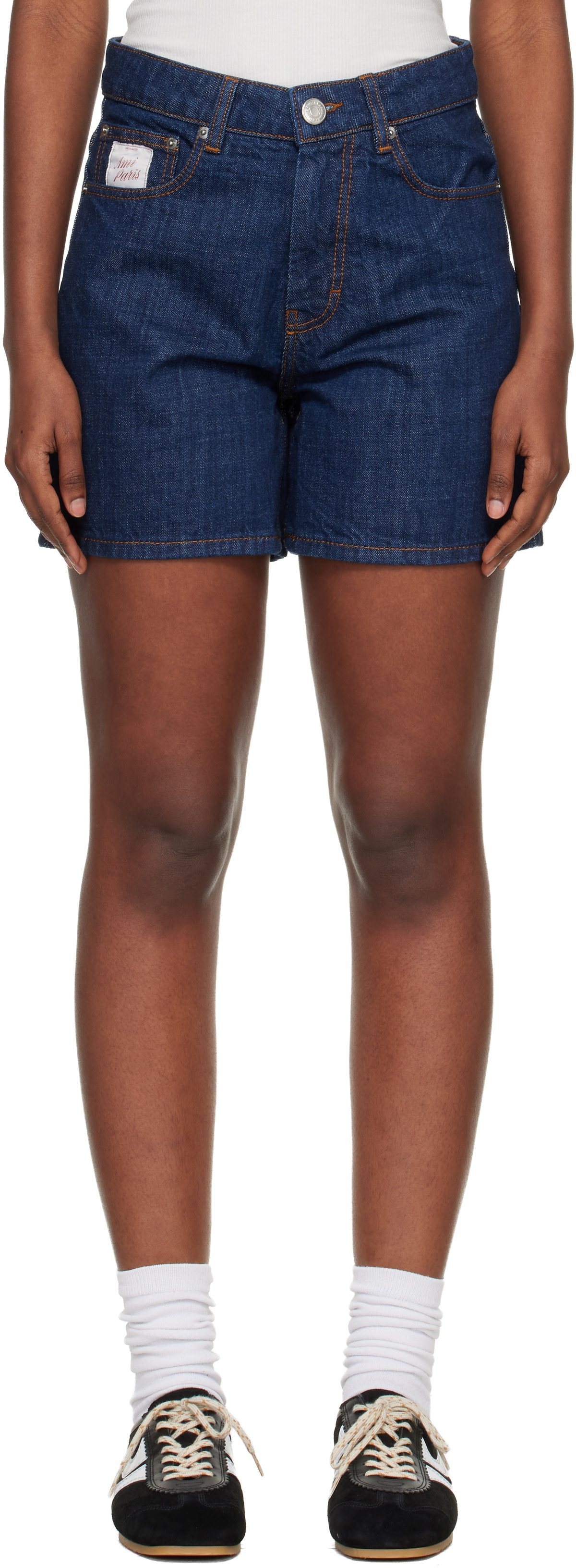 AMI Paris Blue Ami Paris Heritage Cotton Denim Shorts
