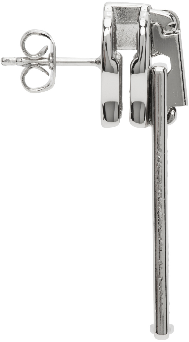 VTMNTS Silver Barcode Zipper Earrings VTMNTS