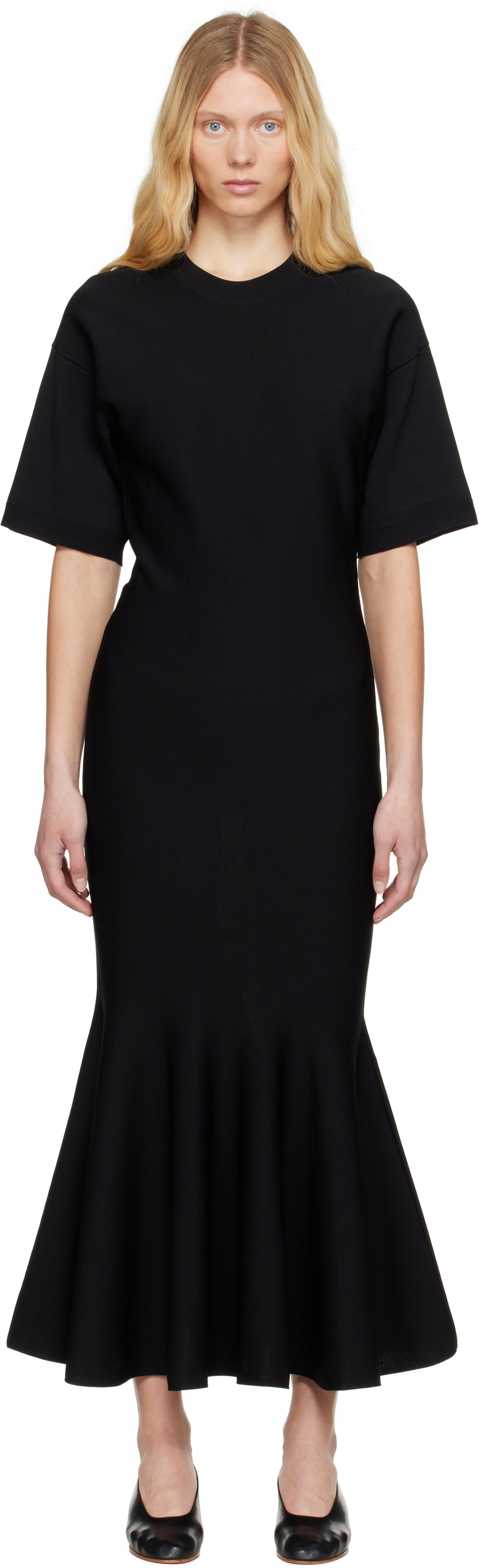 AMI Paris Black Godet Maxi Dress