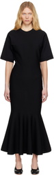 AMI Paris Black Godet Maxi Dress