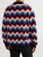 Missoni - Appliquéd Striped Ribbed Cotton Cardigan - Blue