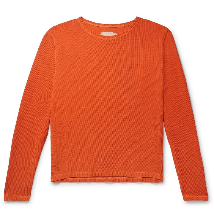 Photo: Greg Lauren - Waffle-Knit Cotton-Blend Jersey T-Shirt - Orange