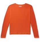 Greg Lauren - Waffle-Knit Cotton-Blend Jersey T-Shirt - Orange