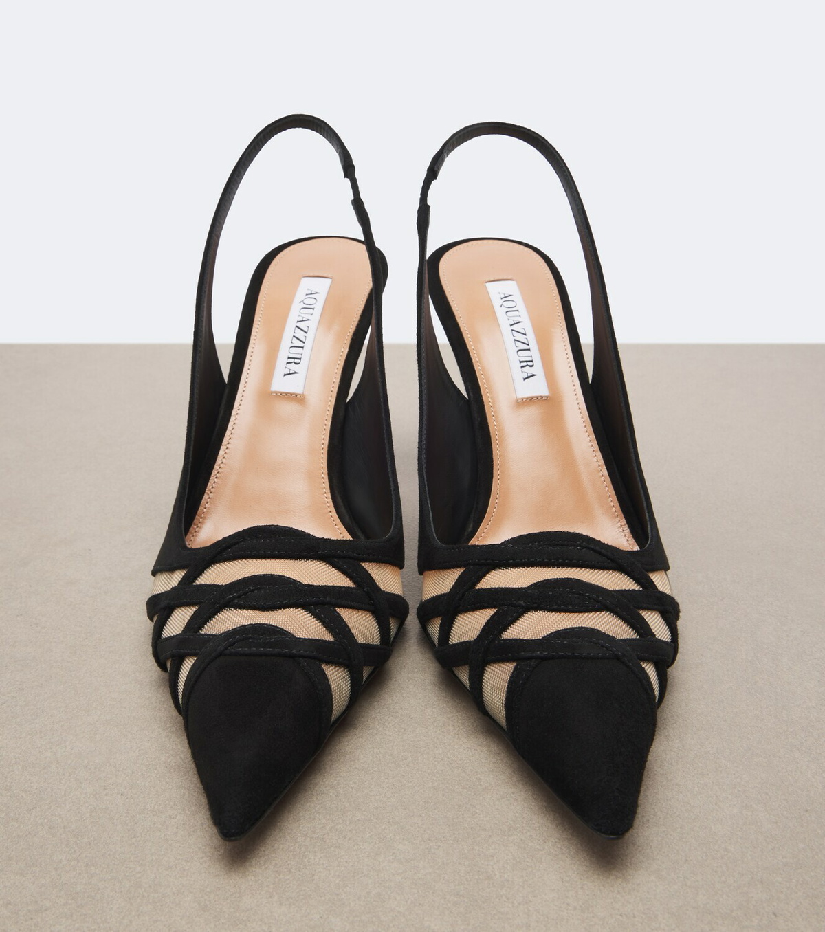 Aquazzura Perfect Match suede slingback pumps