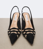 Aquazzura Perfect Match suede slingback pumps