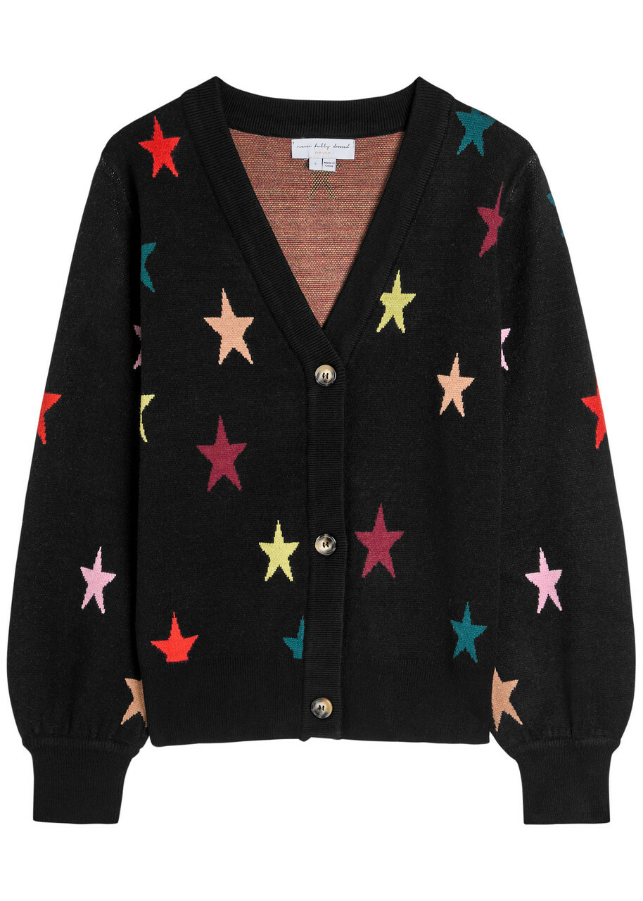 Never Fully Dressed Star Knit Cardigan Black