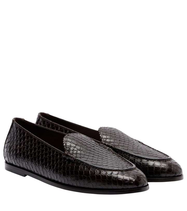 Photo: Aquazzura College snake-effect leather loafers